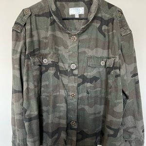 TIME AND TRU LINEN BLEND CAMO PRINT JACKET SIZE XL